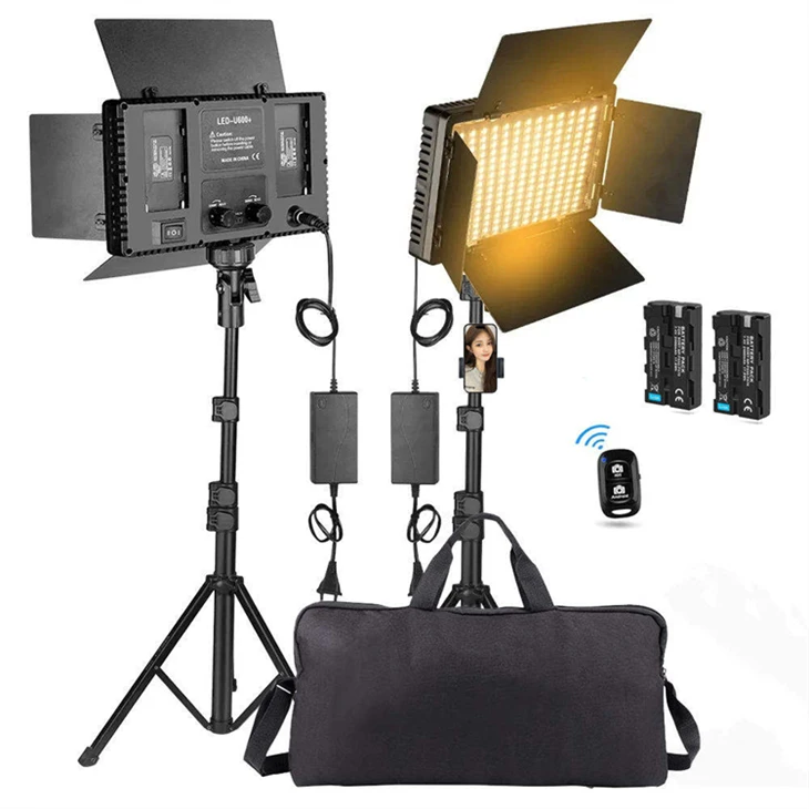 Conjunt d'il·luminació de vídeo de caixa suau constant i contínua 2 x 125w 5500K foto bombetes i suports de llum
